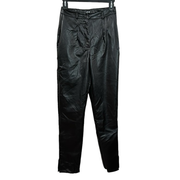 Missgurded black Co Ord Side Split Faux Leather trousers pants, size 2 - Picture 2 of 12